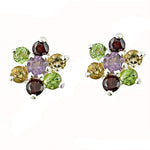 Load image into Gallery viewer, Gemstone Flower Stud Earrings | 925 Silver | Women's Jewelry