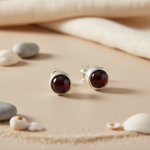 Load image into Gallery viewer, 925 Silver Garnet Stud Earrings for Women | Gemstone Jewelry