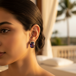 将图像加载到图库查看器中, 925 Silver Purple Gemstone Stud Earrings for Women