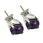 将图像加载到图库查看器中, 925 Silver Purple Gemstone Stud Earrings for Women