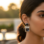 Load image into Gallery viewer, Silver Sapphire Drop Earrings for Women | Statement Jewelry