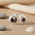 Load image into Gallery viewer, 925 Silver Garnet Stud Earrings for Women | Gemstone Jewelry