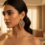 Load image into Gallery viewer, Silver Statement Earrings with Stone | Women's Jewelry Gift