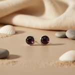 将图像加载到图库查看器中, Silver Stud Earrings with Black Gemstone | Women's Jewelry Gift