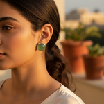将图像加载到图库查看器中, Silver Stud Earrings with Green Gemstone | Women's Jewelry