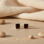 Load image into Gallery viewer, 925 Silver Garnet Stud Earrings for Women | Gemstone Jewelry