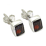 Load image into Gallery viewer, 925 Silver Garnet Stud Earrings for Women | Gemstone Jewelry
