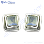 Load image into Gallery viewer, Silver Square Stud Earrings | Gemstone for Women | Daily Wear