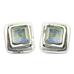 将图像加载到图库查看器中, Silver Square Stud Earrings | Gemstone for Women | Daily Wear