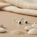 将图像加载到图库查看器中, 925 Sterling Silver Stud Earrings with Black Gemstones