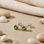 将图像加载到图库查看器中, 925 Silver Peridot Stud Earrings for Women | Green Gemstone
