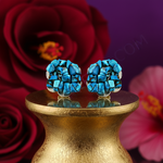 Load image into Gallery viewer, Turquoise Stone Cluster Earrings | Silver Statement Earrings