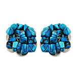 Load image into Gallery viewer, Turquoise Stone Cluster Earrings | Silver Statement Earrings
