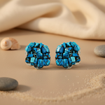 Load image into Gallery viewer, Turquoise Stone Cluster Earrings | Silver Statement Earrings