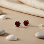 将图像加载到图库查看器中, Silver Garnet Stud Earrings for Women | Daily Wear Jewelry
