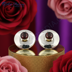 Load image into Gallery viewer, Silver Stud Earrings with Garnet Gemstone | Women's Jewelry Gift