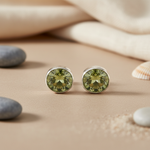 Load image into Gallery viewer, 925 Silver Peridot Stud Earrings for Women | Green Gemstone Jewelry