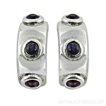 将图像加载到图库查看器中, 925 Silver Sapphire Hoop Earrings | Women's Gemstone Jewelry