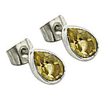 Load image into Gallery viewer, Silver Citrine Teardrop Stud Earrings | Gemstone Jewelry