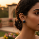 将图像加载到图库查看器中, Silver Stud Earrings with Dark Gemstone | Women's Jewelry Gift