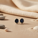 将图像加载到图库查看器中, Silver Stud Earrings with Dark Gemstone | Women's Jewelry Gift