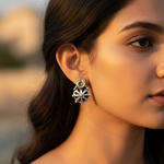 将图像加载到图库查看器中, 925 Silver Citrine Stud Earrings | Floral Design for Women
