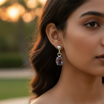将图像加载到图库查看器中, 925 Silver Oval Amethyst Drop Earrings for Women | Gift