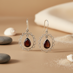 Load image into Gallery viewer, 925 Silver Garnet Teardrop Earrings for Women | Dangle Jewelry