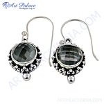 Load image into Gallery viewer, 925 sterling silver drop earrings with faceted gemstone center