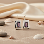 将图像加载到图库查看器中, 925 Silver Amethyst Drop Earrings | Women's Daily Wear Jewelry