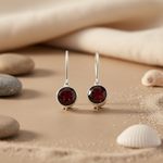 将图像加载到图库查看器中, 925 Silver Garnet Drop Earrings for Women | Gemstone Jewelry
