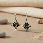 将图像加载到图库查看器中, 925 Silver Smoky Quartz & Pearl Earrings for Women