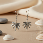 Load image into Gallery viewer, 925 Silver Cannabis Leaf Earrings for Women | Dangle Jewelry
