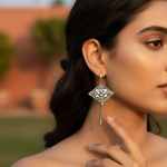 将图像加载到图库查看器中, 925 Silver Floral Drop Earrings for Women | Dangle Jewelry