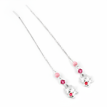将图像加载到图库查看器中, 925 Silver Cat Drop Earrings with Pink Gemstones | Gift for Women
