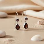 将图像加载到图库查看器中, 925 Silver Garnet Teardrop Earrings for Women | Gemstone Jewelry