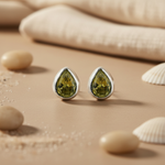 将图像加载到图库查看器中, 925 Silver Peridot Stud Earrings for Women | Teardrop Jewelry