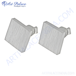 Load image into Gallery viewer, Silver square stud earrings on a white background, minimalist design.