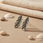 Load image into Gallery viewer, Silver Feather Earrings | Dangle Earrings for Women | Gift