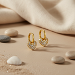 将图像加载到图库查看器中, gold plating Heart Hoop Earrings | Cubic Zirconia | Women's Jewelry