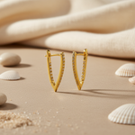 将图像加载到图库查看器中, gold plating V-Shaped Cubic Zirconia Earrings | For Women | Gift