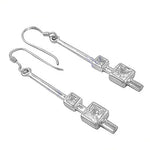 将图像加载到图库查看器中, 925 Sterling Silver Square Cubic Zirconia Drop Earrings for Women