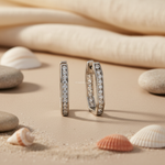 Load image into Gallery viewer, Silver Hoop Earrings with Cubic Zirconia | Women's Jewelry Gift