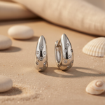 将图像加载到图库查看器中, Silver Hoop Earrings with CZ Accents for Women | Daily Wear