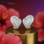 Load image into Gallery viewer, Diamond Heart Earrings | White gold plating Studs for Women
