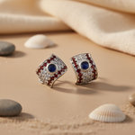 Load image into Gallery viewer, 925 Silver Garnet Sapphire Stud Earrings for Women | Gift