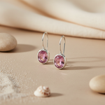 将图像加载到图库查看器中, Silver Pink Gemstone Earrings for Women | Dangle Earrings