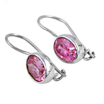 将图像加载到图库查看器中, Silver Pink Gemstone Earrings for Women | Dangle Earrings