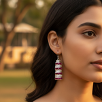 Load image into Gallery viewer, Silver Ruby & Diamond Earrings | Dangle Drop Earrings for Women