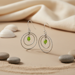 Load image into Gallery viewer, 925 Sterling Silver Green Gemstone Hoop Earrings for Women